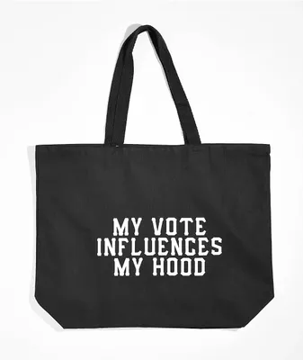 AIE My Vote Influences My Hood Black Tote Bag