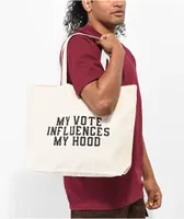 AIE My Vote Influences My Hood Natural Tote Bag