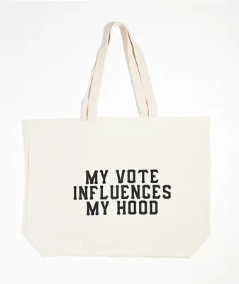 AIE My Vote Influences My Hood Natural Tote Bag