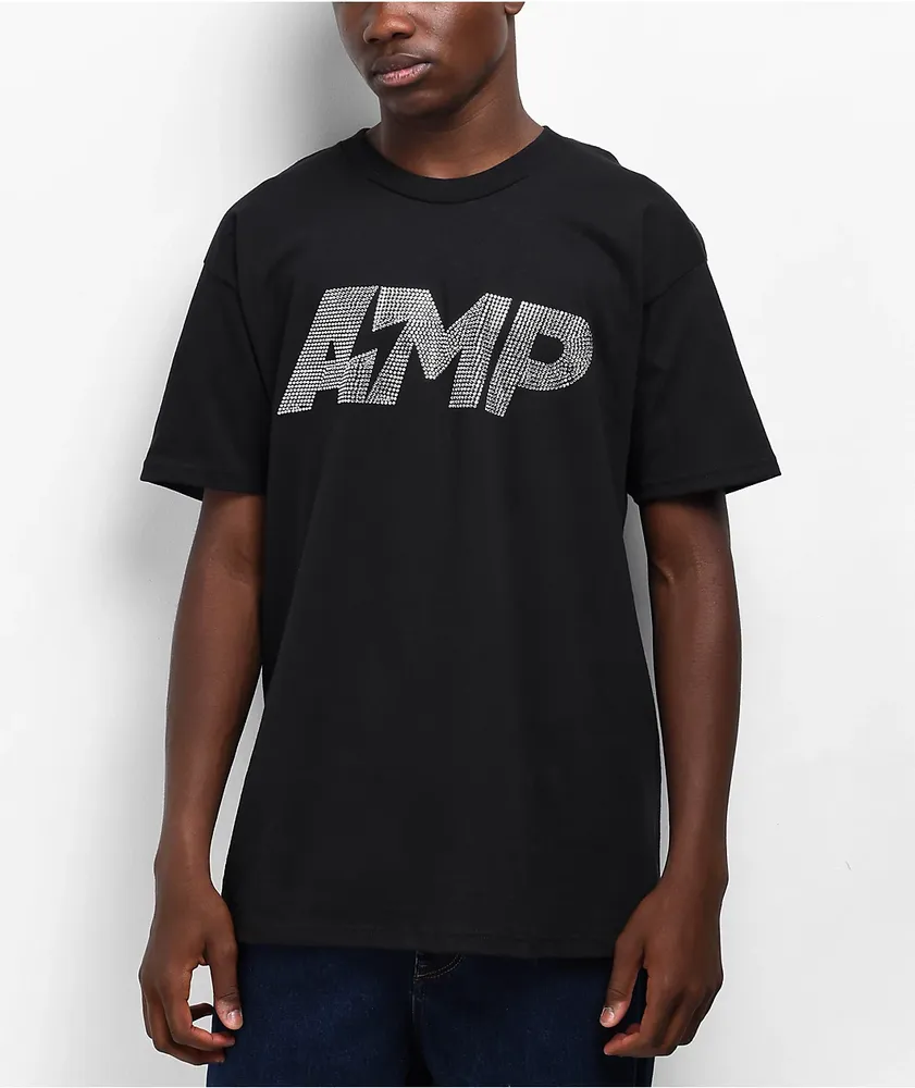 Amplifier AMP Rhinestone Logo Black T-Shirt | Hamilton Place