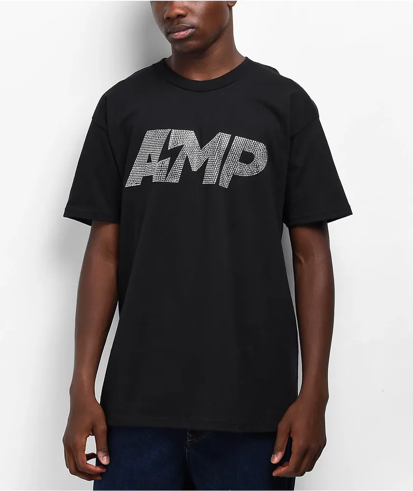 AMP Rhinestone Logo Black T-Shirt