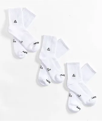 APTHCRY 3.0 Mid White 3 Pack Quarter Socks