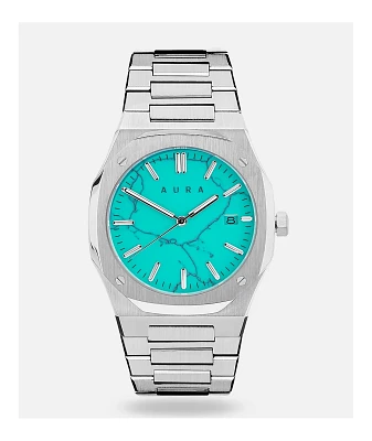 AURA Date 003 Steel & Turquoise Analog Watch