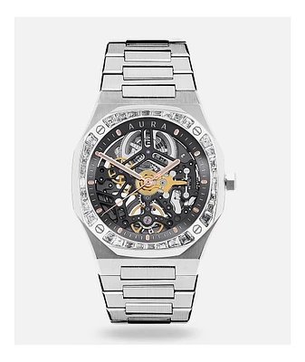 AURA Skeleton 002 Steel & Crystal Analog Watch