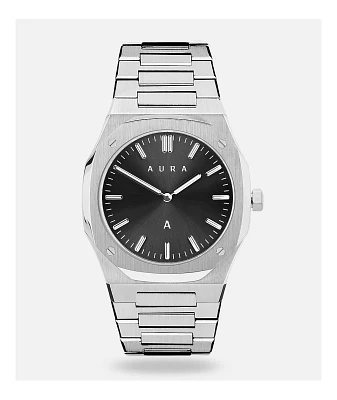AURA Ultra Thin 001 Stainless Steel & Black Analog Watch