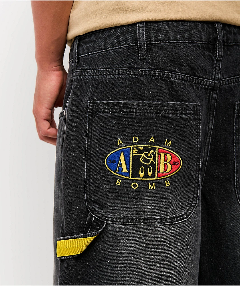 Adam Bomb 5 Star Black Wash Baggy Carpenter Shorts