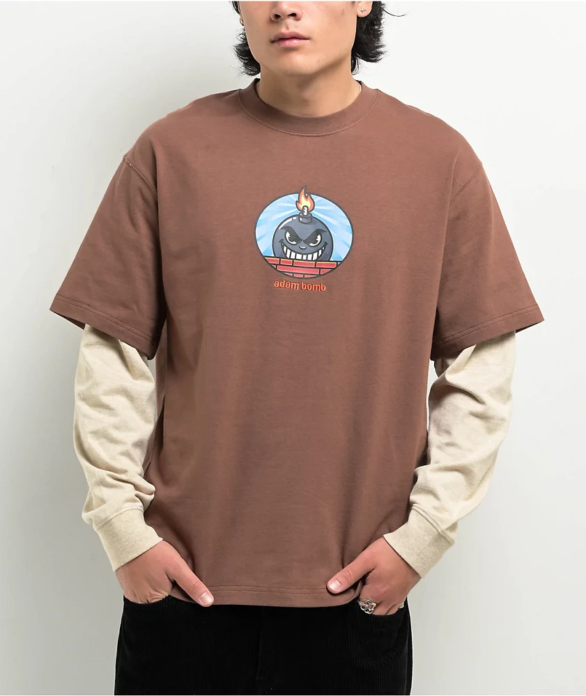 Adam Bomb Brown 2fer Long Sleeve T-Shirt