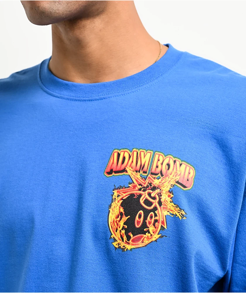 Adam Bomb Flaming Adam Blue Long Sleeve Shirt 