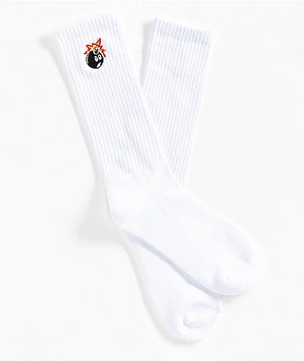 Adam Bomb Logo White Crew Socks