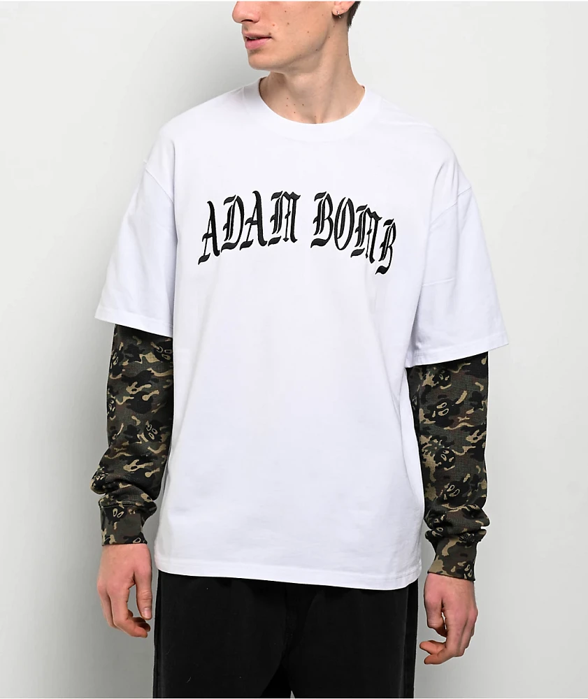 Adam Bomb White & Camo 2fer Long Sleeve T-Shirt