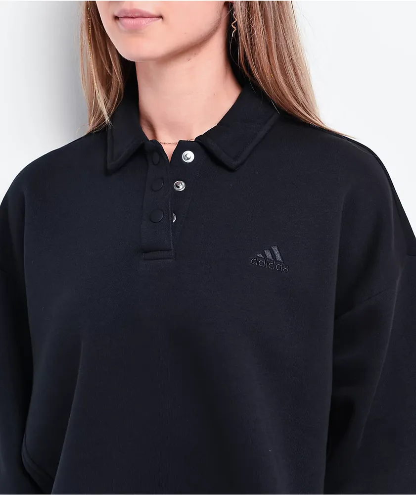 Adidas All SZN Black Crop Polo Sweatshirt