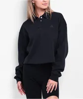 Adidas All SZN Black Crop Polo Sweatshirt