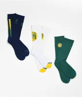 Adidas Spiral 3 Pack Multi-Color Crew Socks