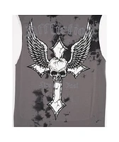 Afflicition Crossed Over Cutoff Black Tie Dye Tank Top