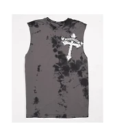 Afflicition Crossed Over Cutoff Black Tie Dye Tank Top