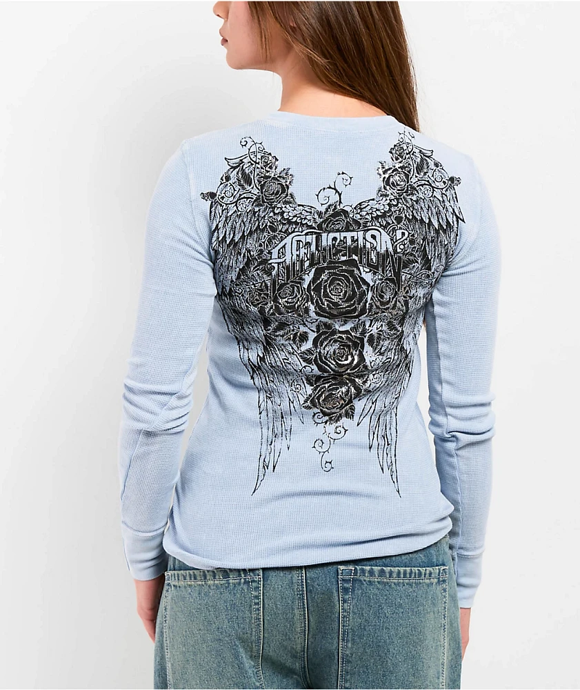 Afflicition Secret Garden Light Blue Wash Thermal Long Sleeve T-Shirt
