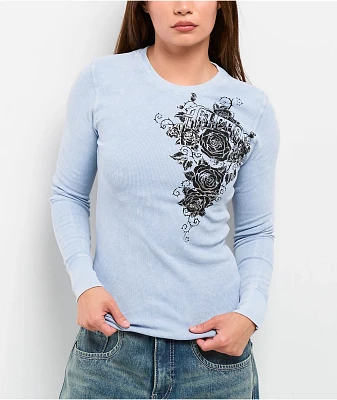 Afflicition Secret Garden Light Blue Wash Thermal Long Sleeve T-Shirt