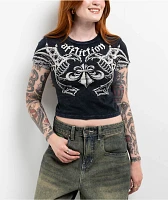 Affliction Aguilas Black Lava Wash Crop T-Shirt