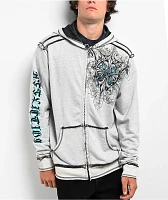 Affliction Awakening Reversible Grey Lava & Black Lava Wash Zip Hoodie