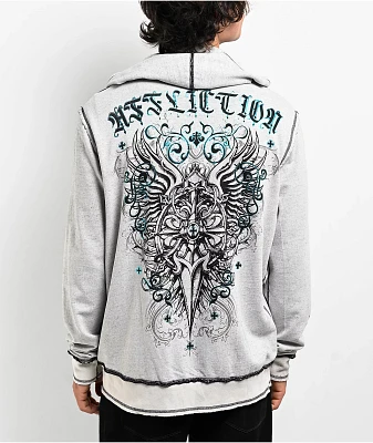 Affliction Awakening Reversible Grey Lava & Black Lava Wash Zip Hoodie