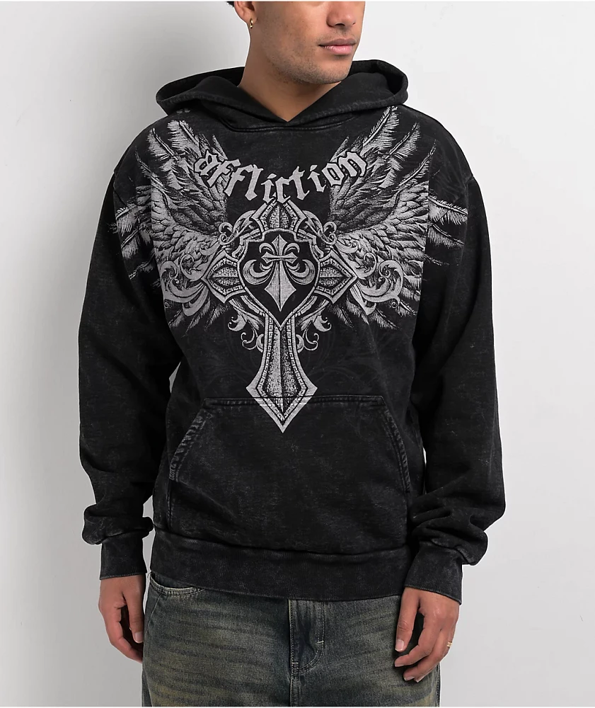 Affliction Ayala Black Lava Wash Hoodie