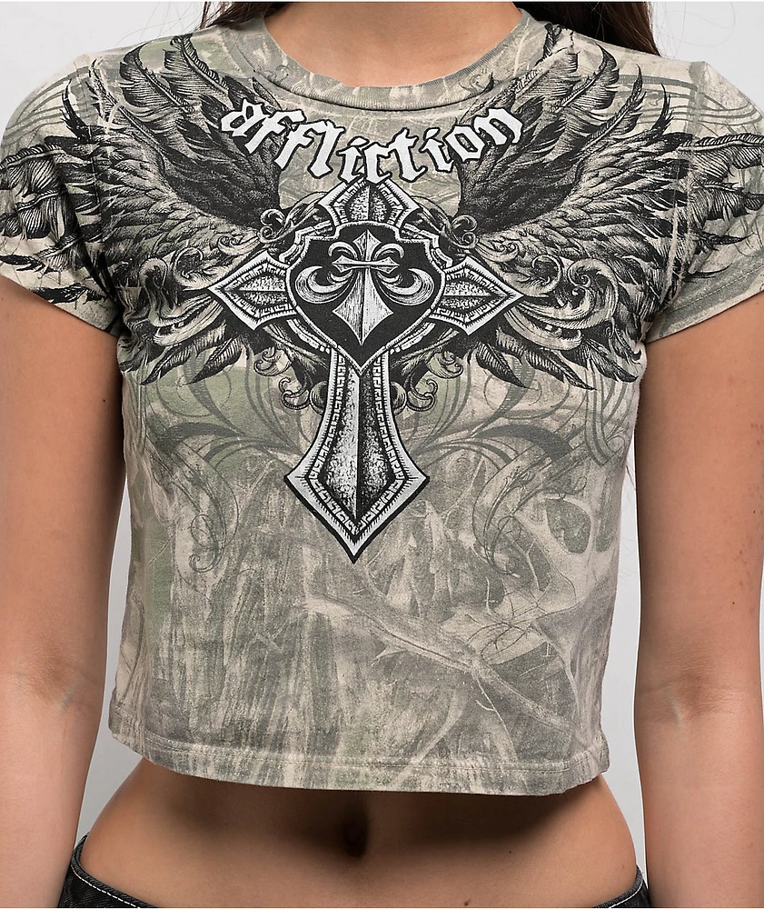 Affliction Ayala Camo Crop T-Shirt