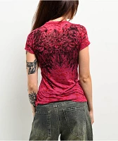 Affliction Ayala Skull Burnout Red T-Shirt