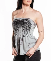 Affliction Betty Jane Grey Flare Tube Top