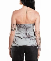 Affliction Betty Jane Grey Flare Tube Top
