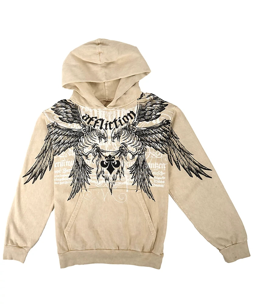 Affliction Birds Of Prey Silver Lava Wash Hoodie