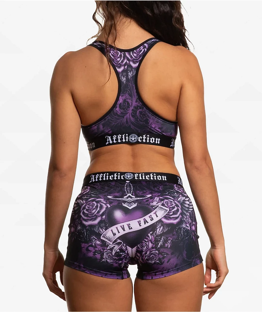 Affliction Carbon Purple Sports Bra