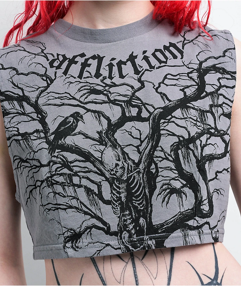 Affliction Catharsis Grey Crop Tank Top