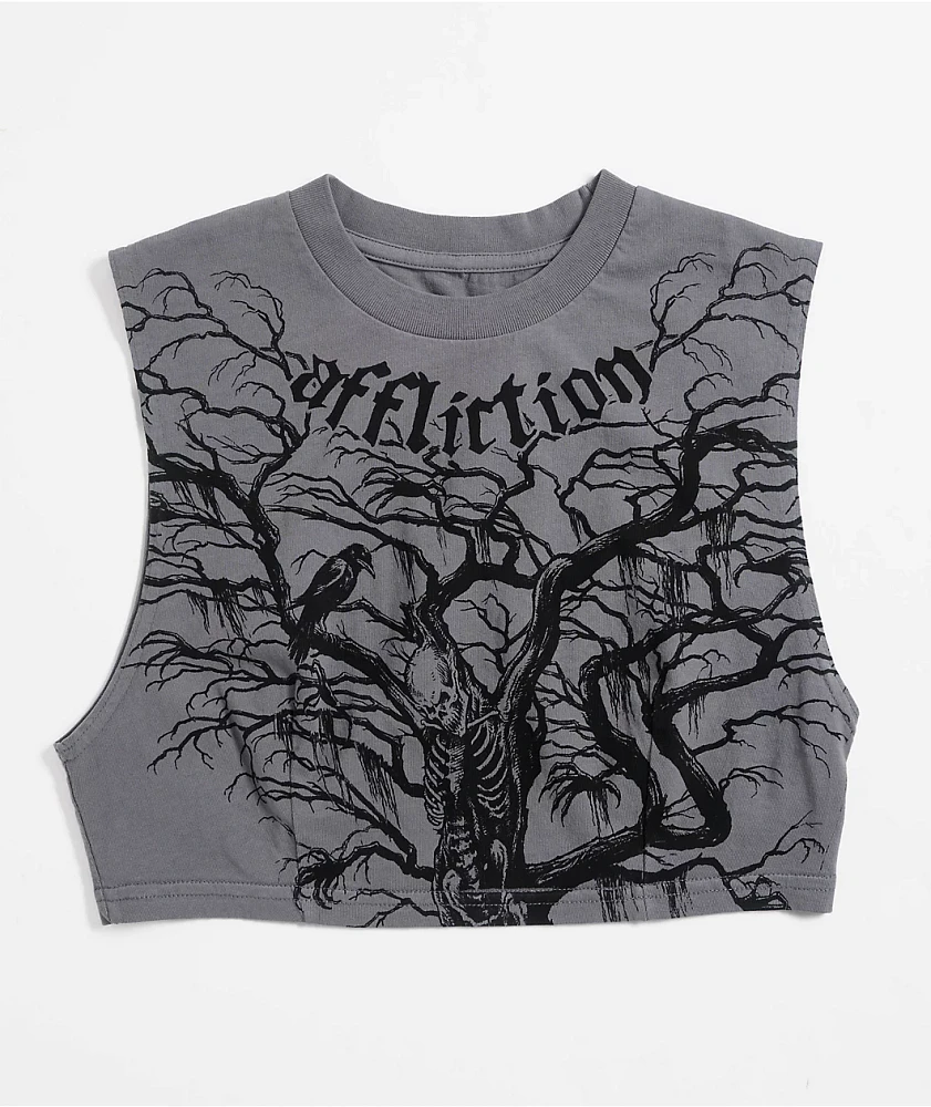 Affliction Catharsis Grey Crop Tank Top