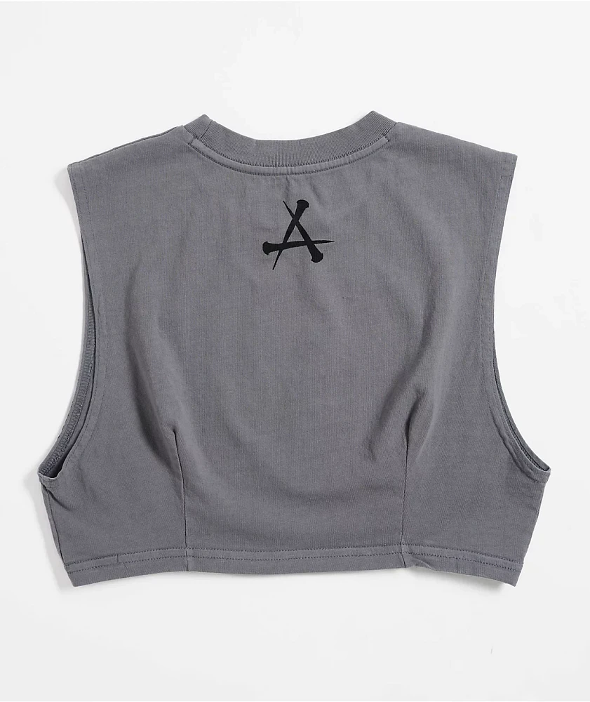 Affliction Catharsis Grey Crop Tank Top
