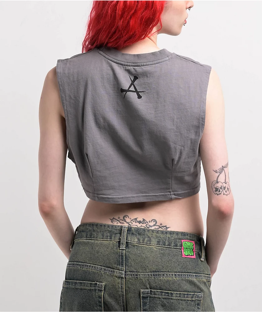 Affliction Catharsis Grey Crop Tank Top