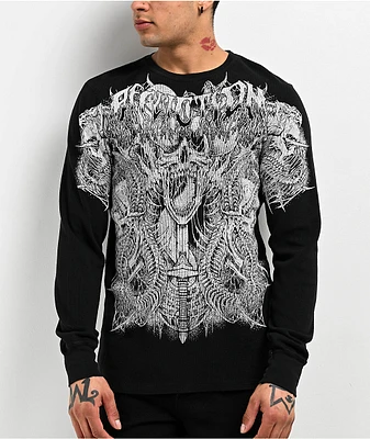 Affliction Caustic Abyss Black Thermal Long Sleeve T-Shirt