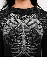 Affliction Charred Martyr Black Long Sleeve Crop T-Shirt