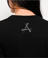 Affliction Charred Martyr Black Long Sleeve Crop T-Shirt