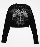 Affliction Charred Martyr Black Long Sleeve Crop T-Shirt