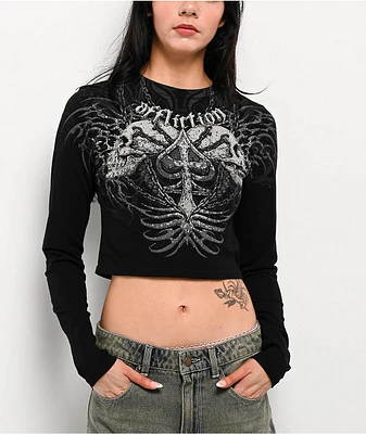 Affliction Charred Martyr Black Long Sleeve Crop T-Shirt