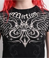 Affliction Chrome Reflective Black Crop T-Shirt
