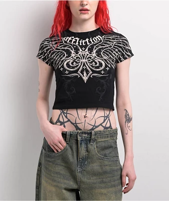 Affliction Chrome Reflective Black Crop T-Shirt