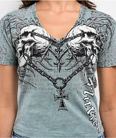 Affliction Collapse Blue Wash V-Neck T-Shirt