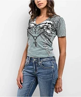 Affliction Collapse Blue Wash V-Neck T-Shirt