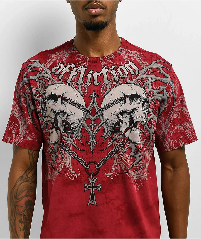 Affliction Collapse Red T-Shirt