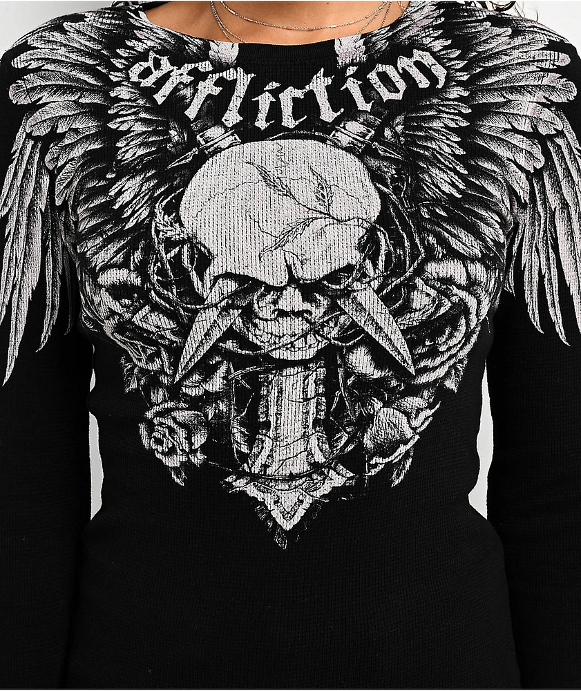 Affliction Crossed Over Black Lava Thermal Long Sleeve T-Shirt