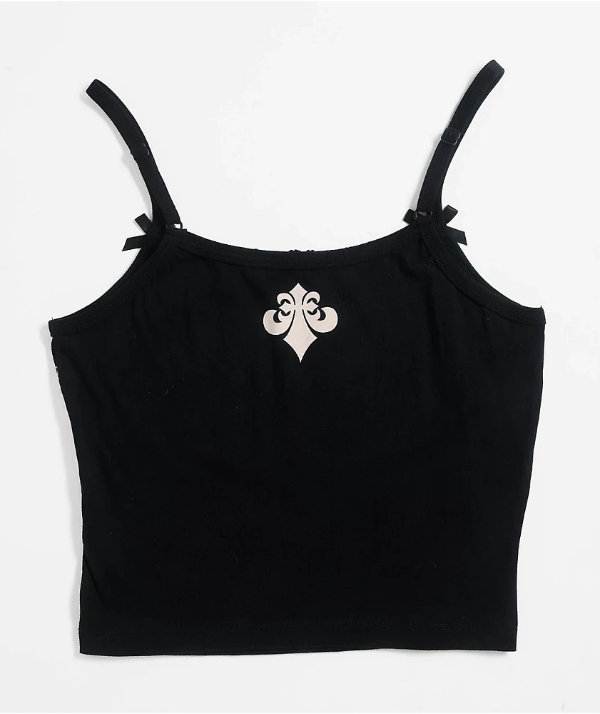 Affliction Crows Black Lace Crop Tank Top