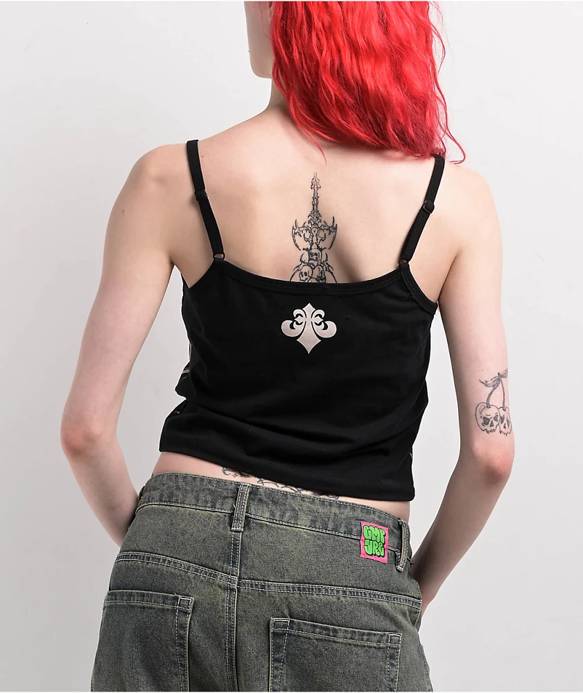 Affliction Crows Black Lace Crop Tank Top