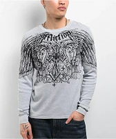 Affliction Dark Attack Silver Lava Wash Thermal Long Sleeve T-Shirt