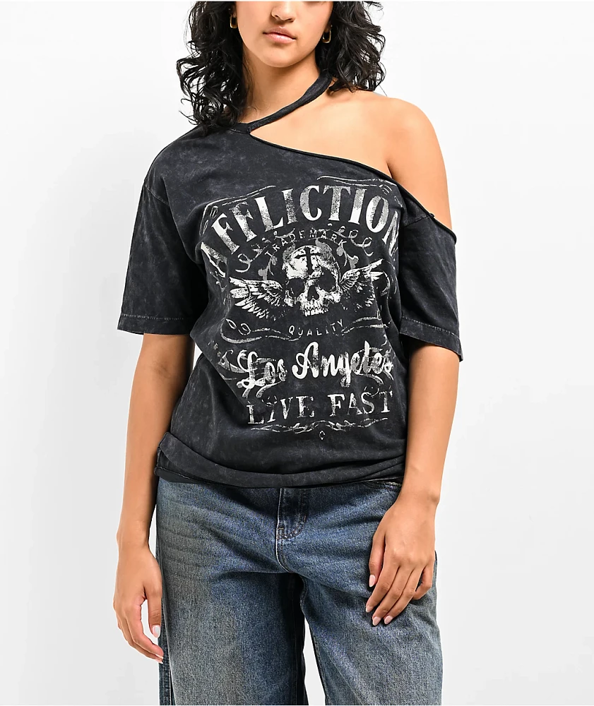 Affliction Davey Jones Black Wash Cutout T-Shirt